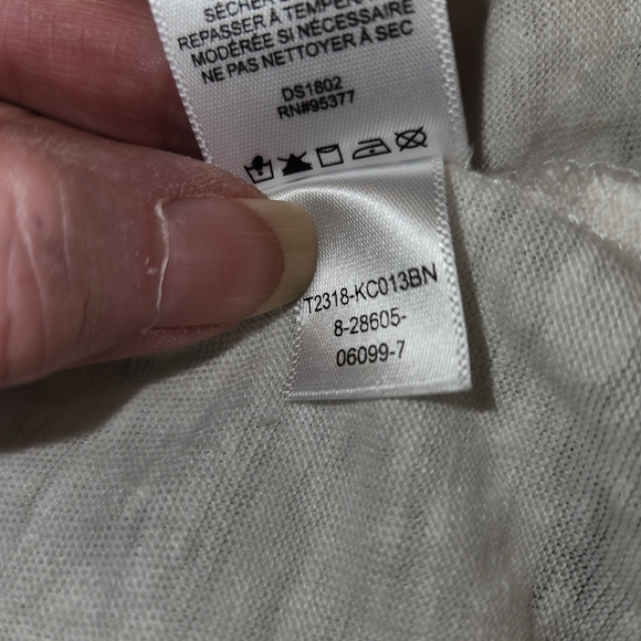 Sanctuary White 3/4 Tie Sleeve V-Neck Top 100% Linen Size L Chiffon Ruffle Hem - Picture 10 of 10